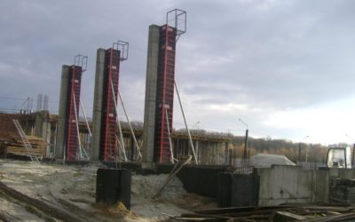 Active construction process of exhibition and trading complex near Lviv